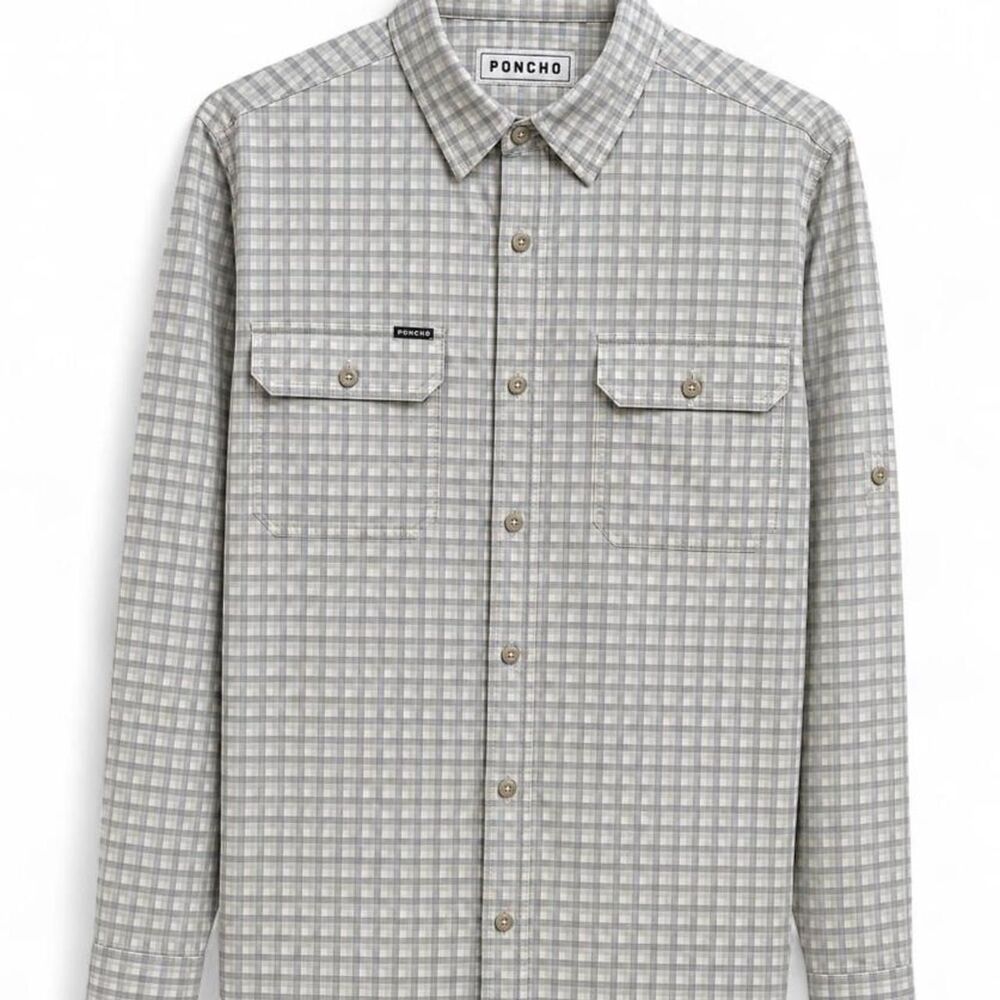 Poncho-outdoors Men's Green and Grey Shirt